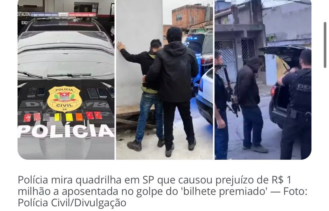 Polícia mira quadrilha após aposentada perder R$ 1 milhão no golpe do ‘bilhete premiado’