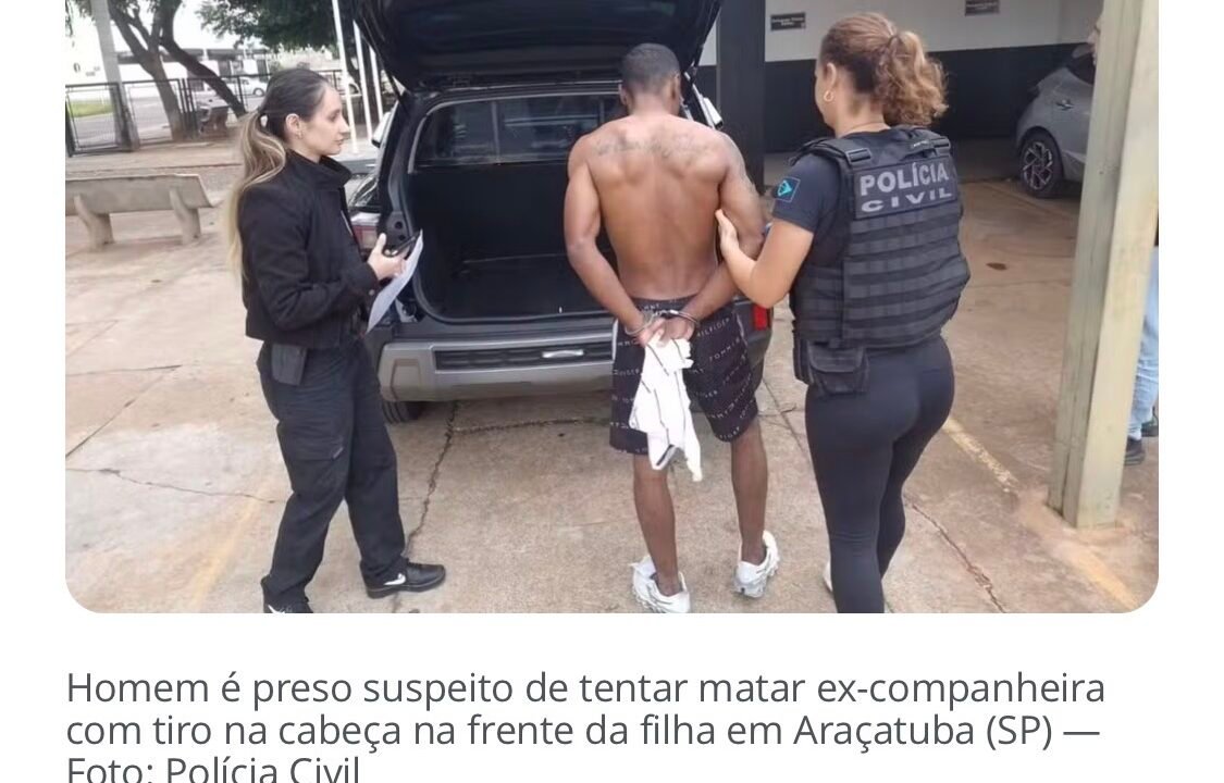 Homem é preso suspeito de tentar matar ex-companheira com tiro na cabeça na frente da filha da vítima
