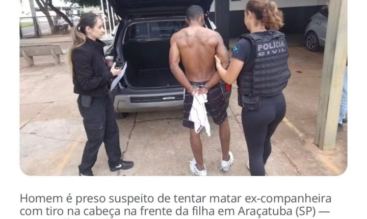Homem é preso suspeito de tentar matar ex-companheira com tiro na cabeça na frente da filha da vítima