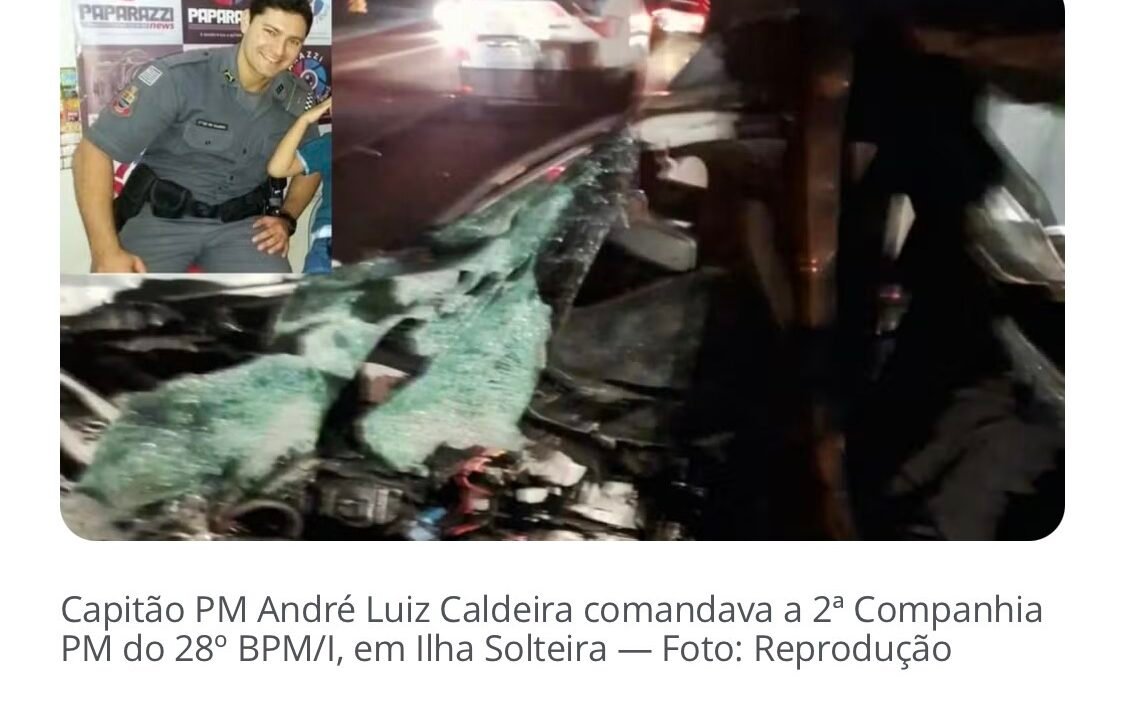 Comandante da PM em Ilha Solteira morre em acidente de carro em estrada do interior de SP
