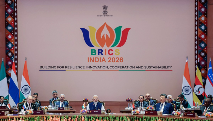 Brics encerra cúpula com defesa de cooperação e comércio global aberto HANDOUT / INDIAN PRESS...