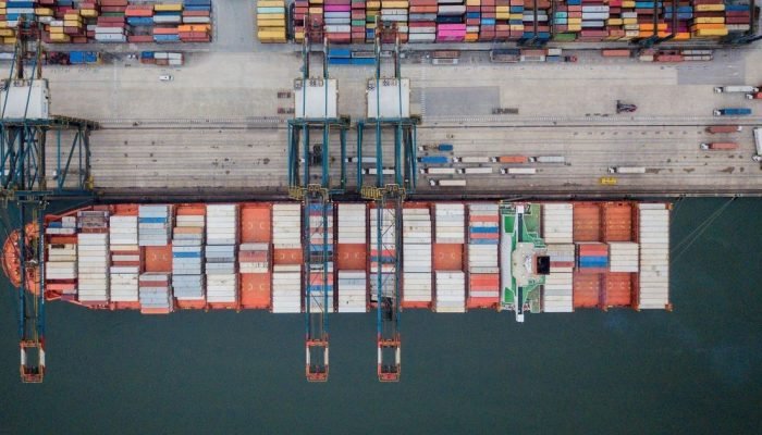Imagem aérea do Porto de Santos (SP)  • Porto de Santos (SP)