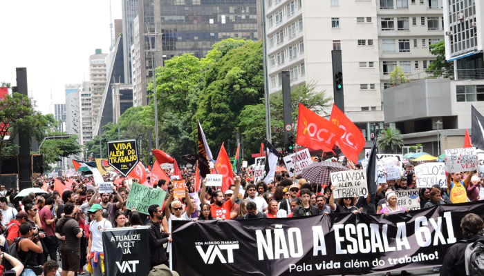 Manifestação pelo fim da escala de trabalho 6X1 na Avenida Paulista LEANDRO CHEMALLE/THENEWS2/E...
